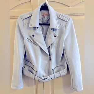 Philosophy Faux suede light blue moto jacket